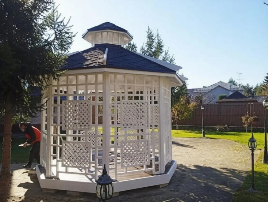 Беседка ажурная деревянная 2603 — деревянная беседка, 3,8 × 3,8 м, 11 м²