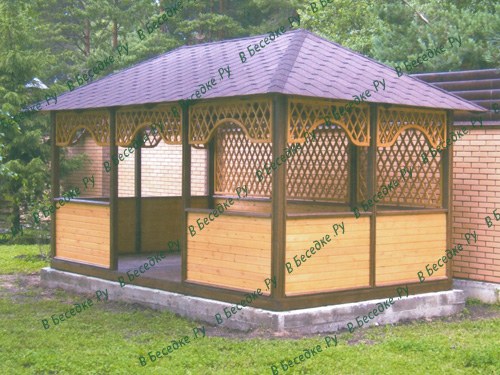 Беседка деревянная 101 — деревянная беседка, 4,0 × 3,0 м, 12 м²