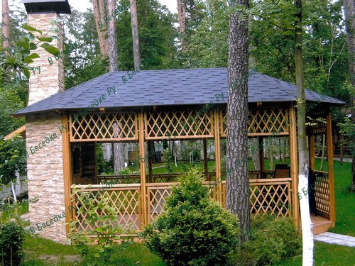 Беседка деревянная 111 — деревянная беседка, 5,0 × 4,0 м, 20 м²