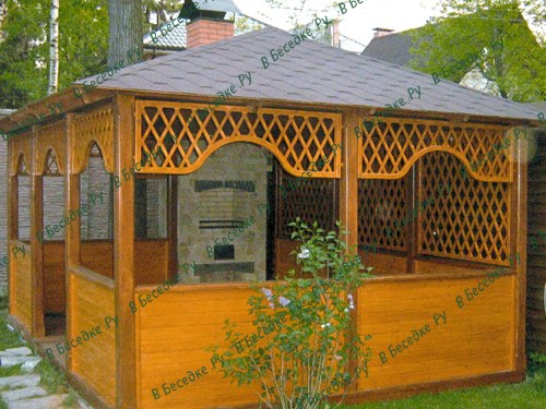 Беседка деревянная 115 — деревянная беседка, 3,5 × 3,5 м, 13 м²