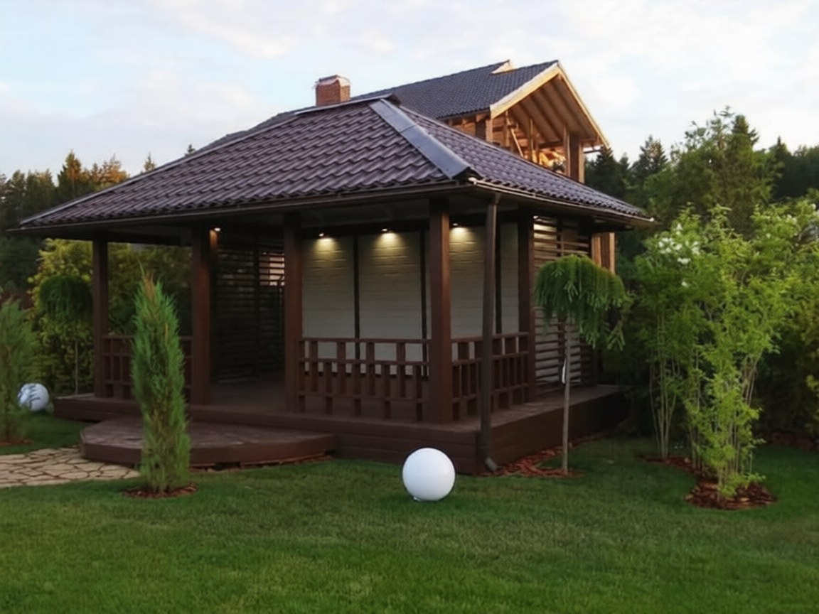 Беседка деревянная 2608 — деревянная беседка, 4,0 × 6,0 м, 24 м²