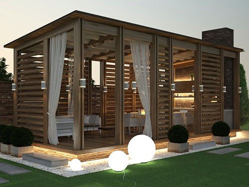 Большая модульная беседка — деревянная беседка, 5,0 × 3,0 м, 15 м²