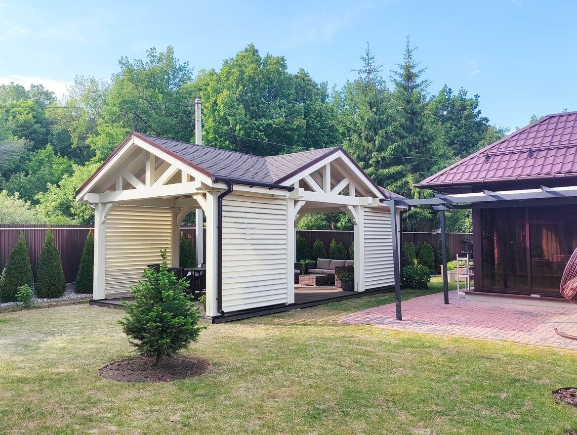 Беседка открытая большая 2606 — деревянная беседка, 8,0 × 4,0 м, 32 м²