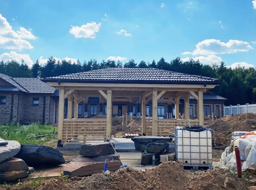 Беседка открытая деревянная 2604 — деревянная беседка, 4,0 × 6,0 м, 24 м²